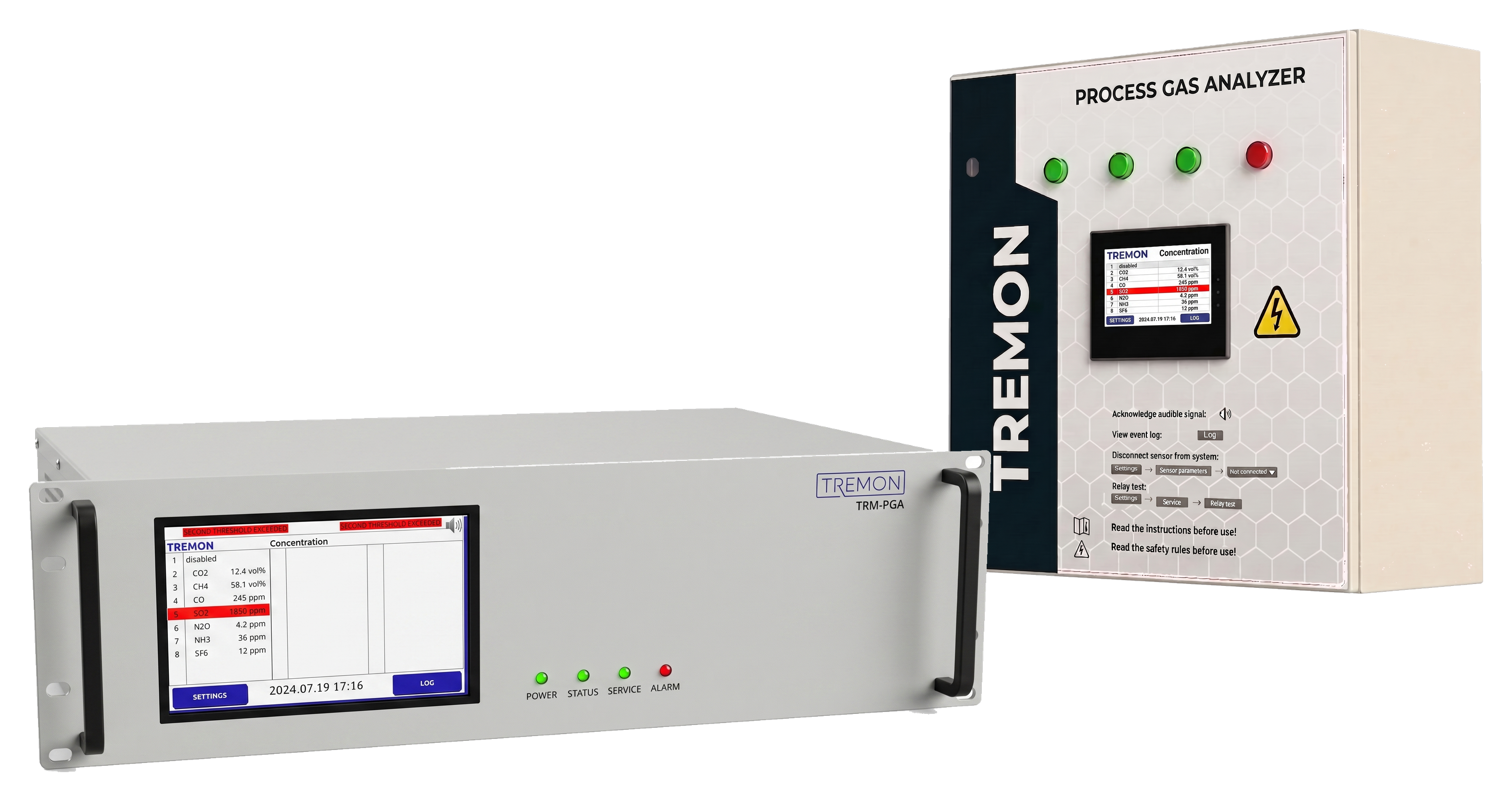 Tremon TRM-PGA process gas analyzer — 19-inch rack and wall-mounted Rittal versions